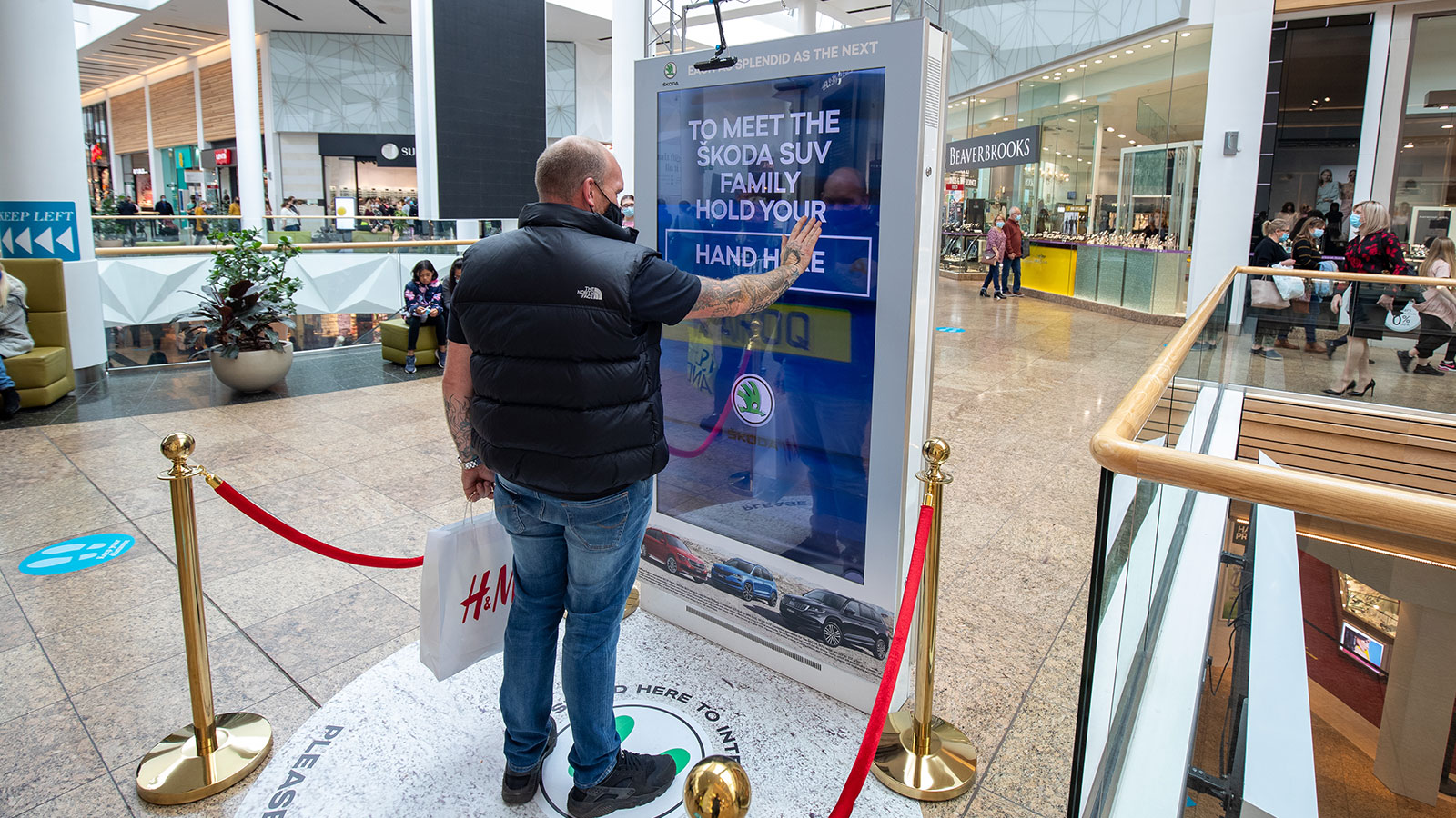 Skoda interactive digital out-of-home advertising screen with Ultraleap touchless technology