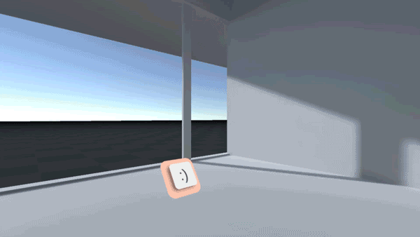 Finger presses a button in virtual reality