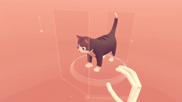 Virtual reality experience where you see a cross section of an animated cat
