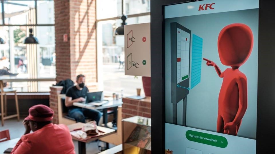 KFC with touchless technology food ordering kiosk