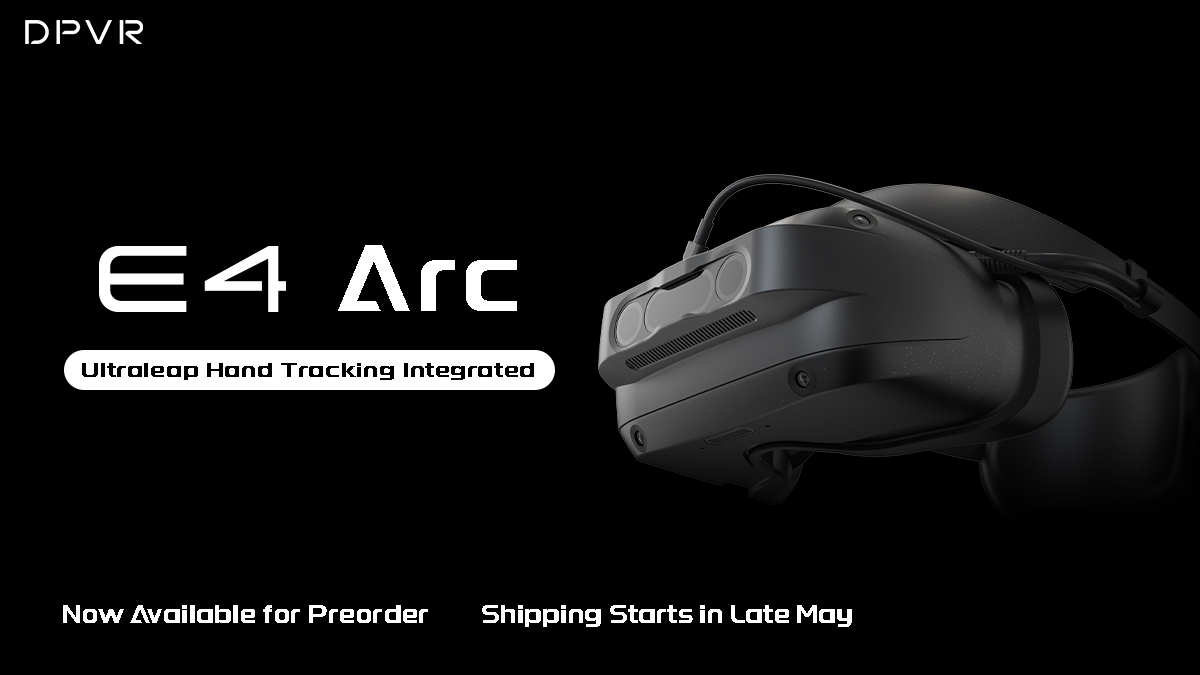 E4 Arc headset with Leap Motion Controller 2 attached